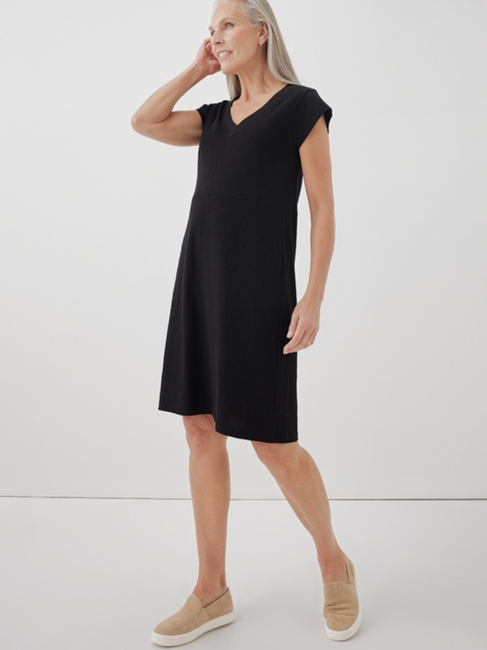 Pact Black Relaxed Slub Market Dress